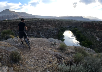 E-Bike Rider's Serene Pause on Jem Trail: Gorge Views near Zion