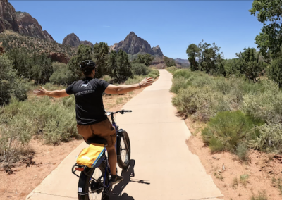 E-Bike Bliss on Pa'Rus Trail: Zion's Red Hills under a Perfect Blue Sky