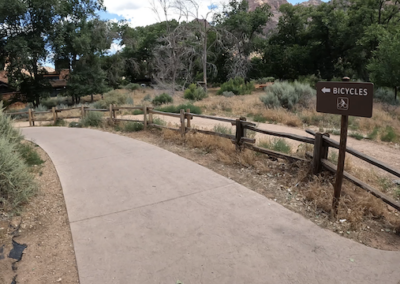 E-Bike Adventure: Scenic Trail with Fence and Brush
